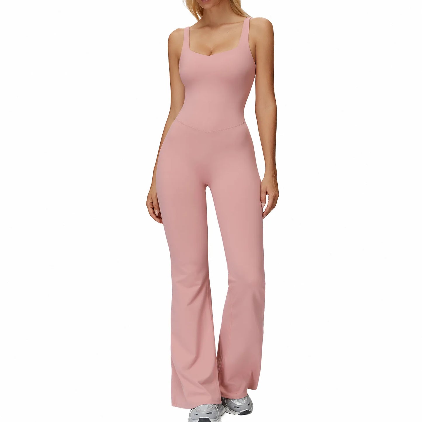 Women's Plus Size Lightweight Spandex/Nylon V-Neck Sleeveless Four-Way Stretch Quick Dry Breathable Yoga Workout Gym Jumpsuit Jolene London