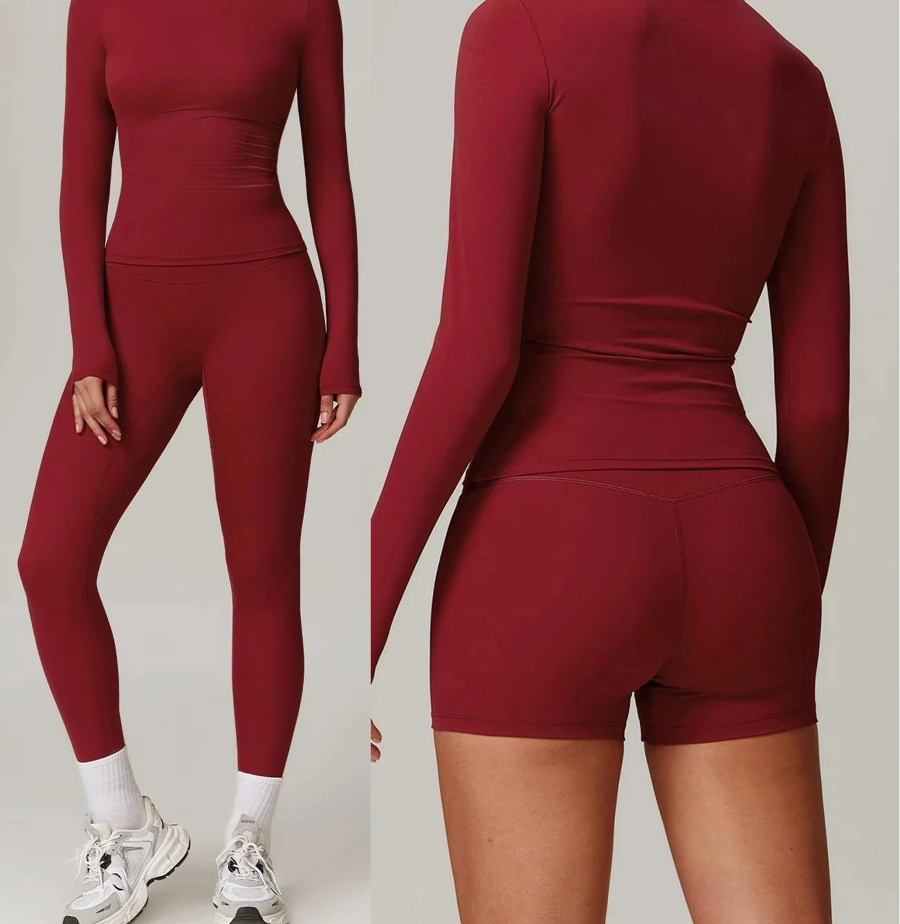 2Pcs Yoga Set Women Workout Tracksuit Gym Clothes Fitness Long Sleeve Shirts High Waist Leggings Set Sport Shorts Sleeves Suit Jolene London