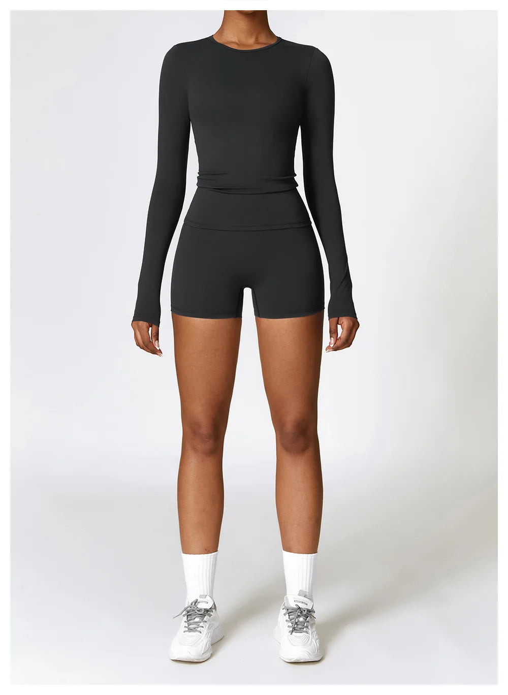 2Pcs Yoga Set Women Workout Tracksuit Gym Clothes Fitness Long Sleeve Shirts High Waist Leggings Set Sport Shorts Sleeves Suit Jolene London